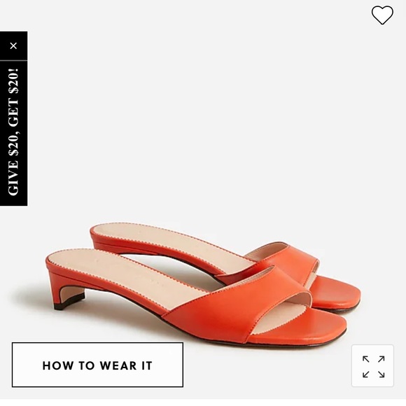 Jcrew leather Lina kitten heel sandal Size 9 medium Vivid flame NEW